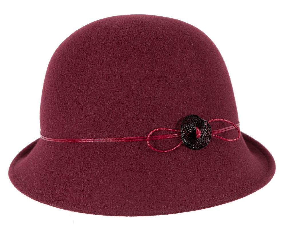 Burgundy wine felt cloche hat by Max Alexander-3