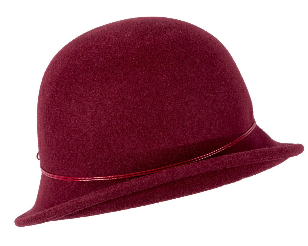 Burgundy wine felt cloche hat by Max Alexander-2
