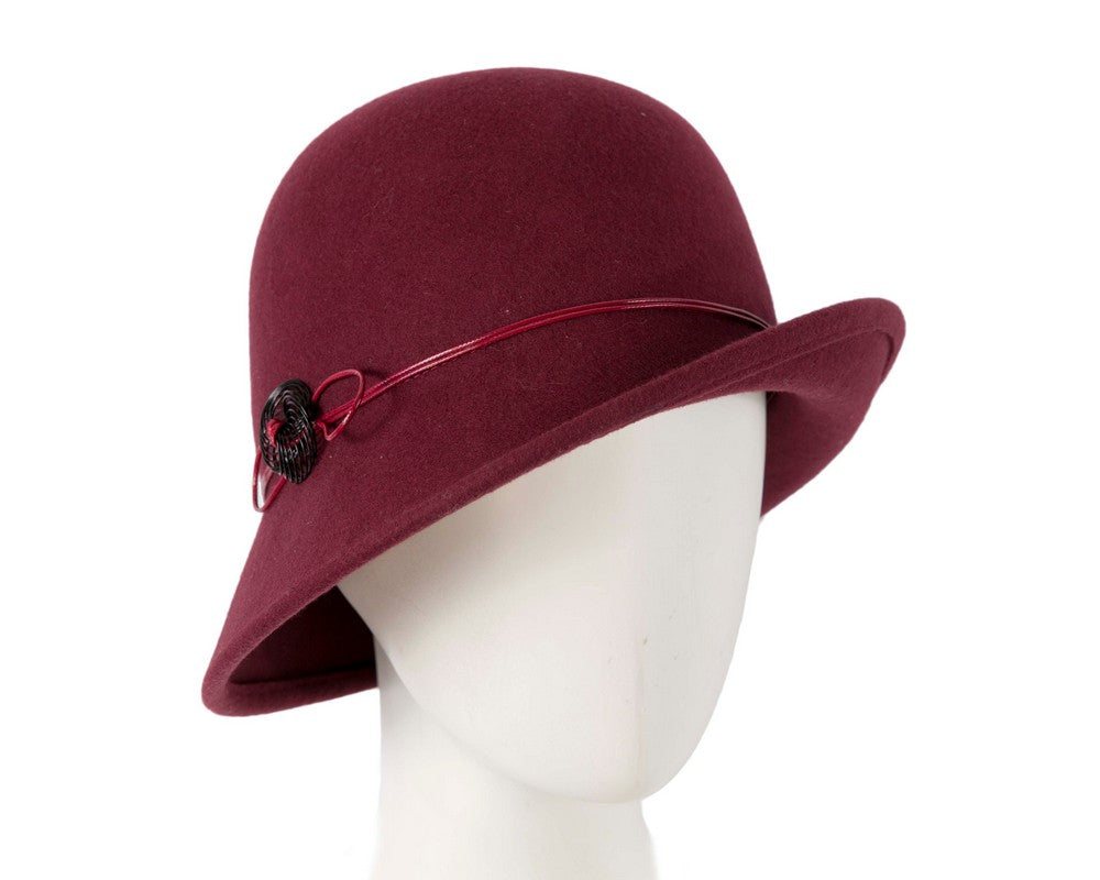 Burgundy wine felt cloche hat by Max Alexander-0