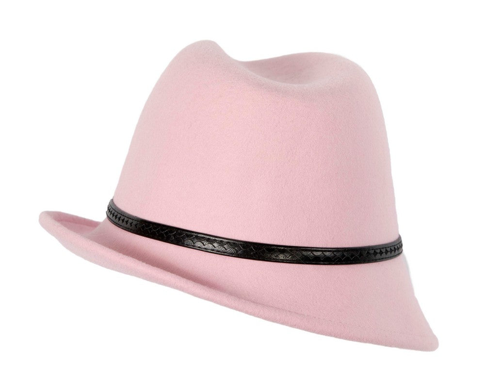 Pink felt trilby hat by Max Alexander