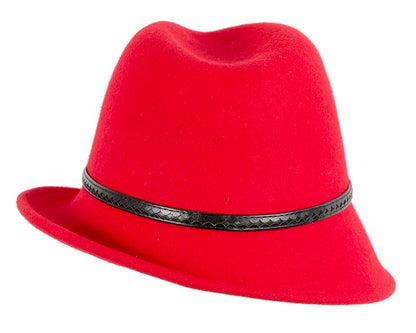 Red felt trilby hat by Max Alexander J402-5