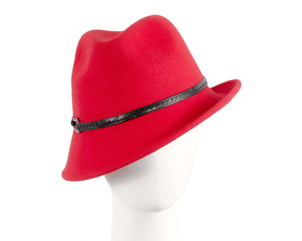 Red felt trilby hat by Max Alexander J402-0