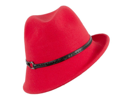 Red felt trilby hat by Max Alexander J402-1