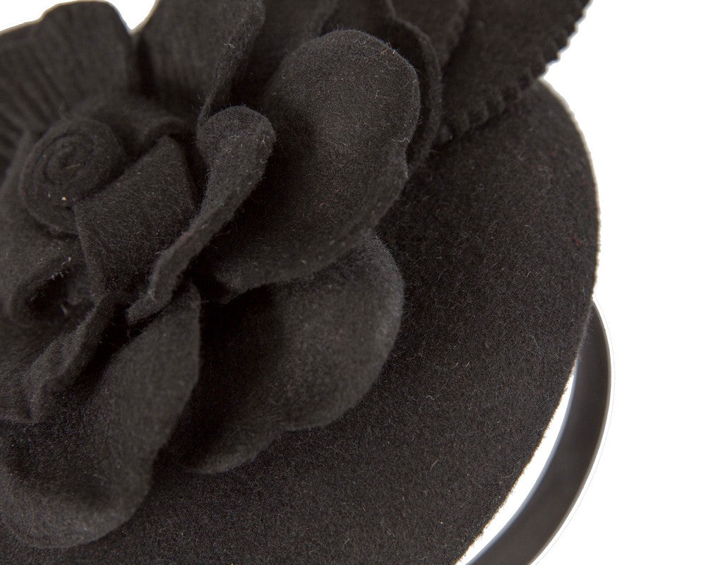 Black winter pillbox fascinator by Max Alexander