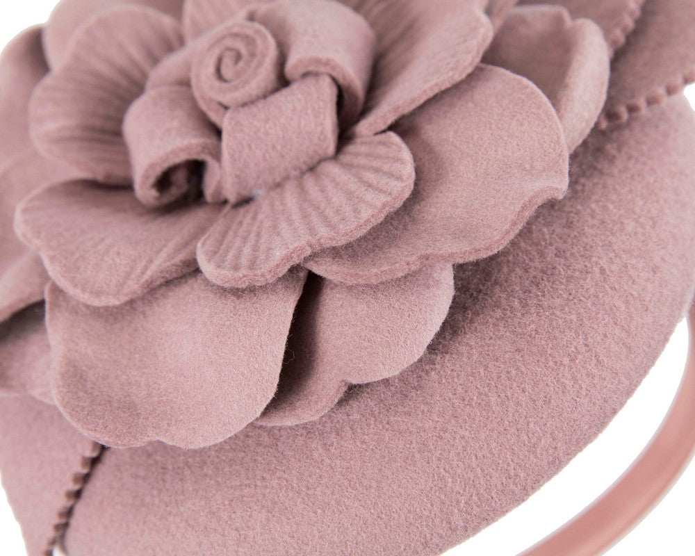 Dusty pink winter pillbox fascinator by Max Alexander-2