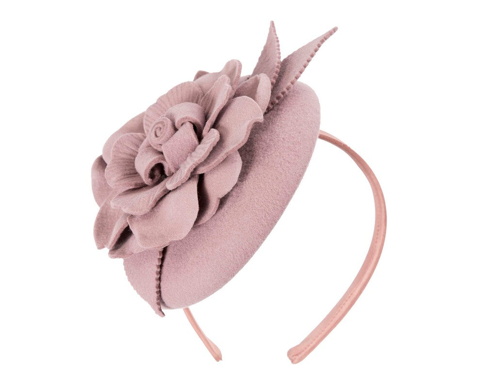 Dusty pink winter pillbox fascinator by Max Alexander-1