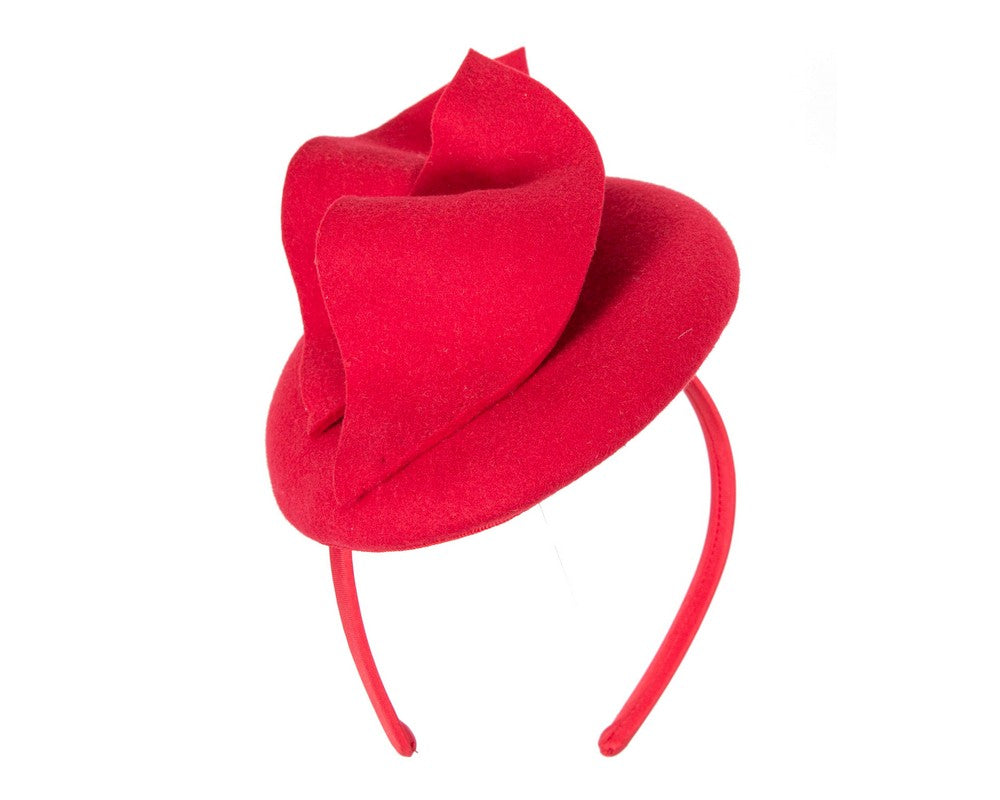 Red felt fascinator by Max Alexander-1