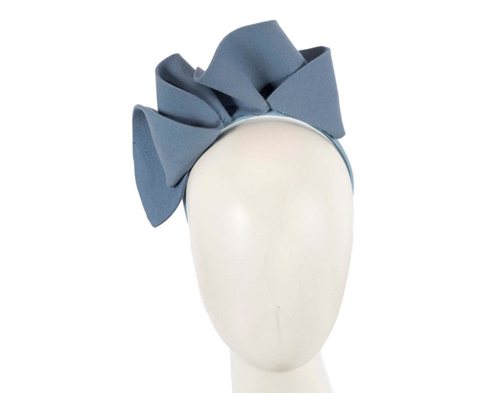 Light blue felt winter racing fascinator by Max Alexander-0