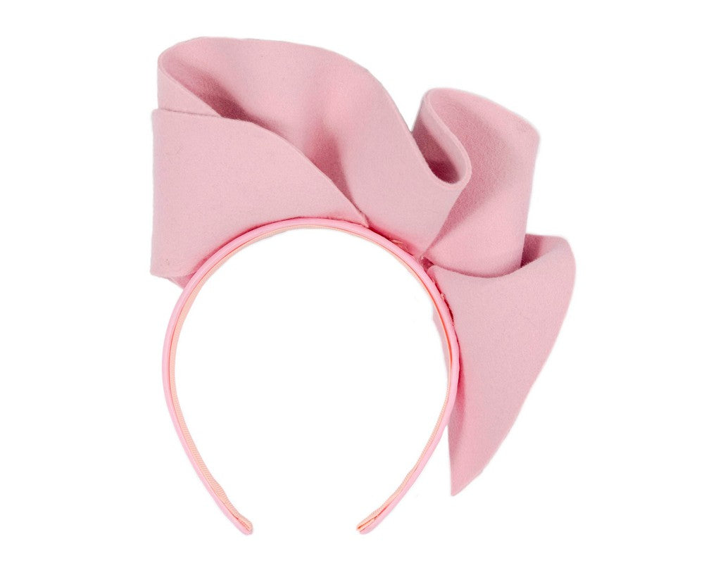 Pink felt winter racing fascinator by Max Alexander-3
