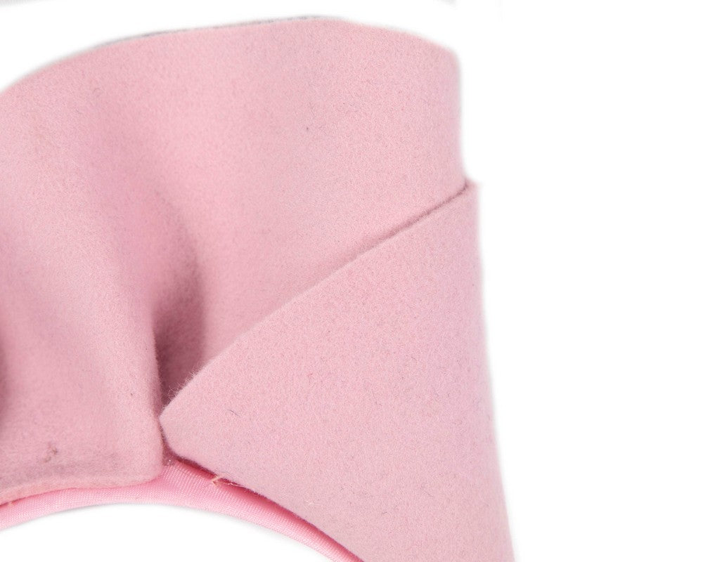 Pink felt winter racing fascinator by Max Alexander-2
