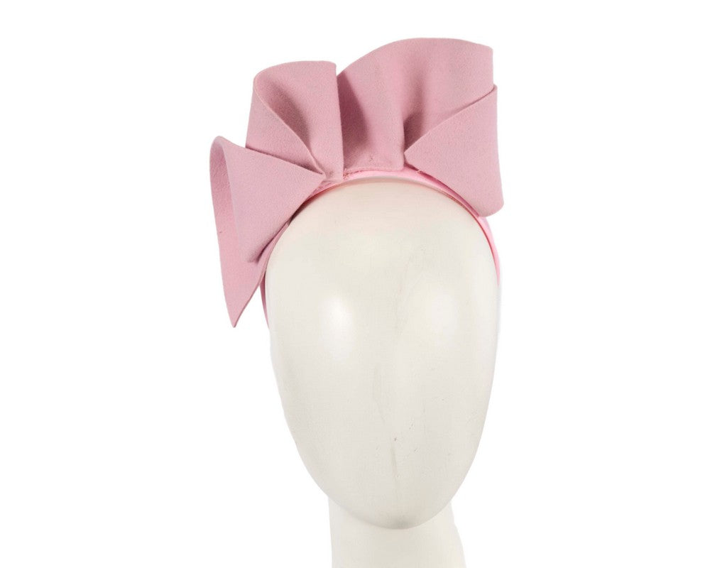 Pink felt winter racing fascinator by Max Alexander-0