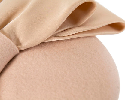 Nude winter pillbox fascinator with bow-4