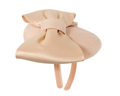 Nude winter pillbox fascinator with bow-3