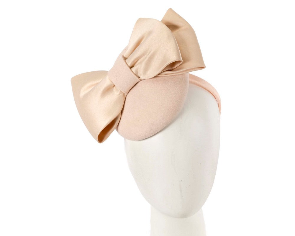 Nude winter pillbox fascinator with bow-0