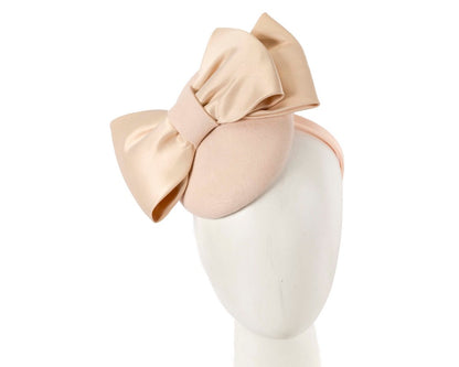 Nude winter pillbox fascinator with bow-0
