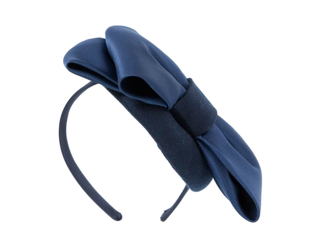 Navy winter pillbox fascinator with bow-5