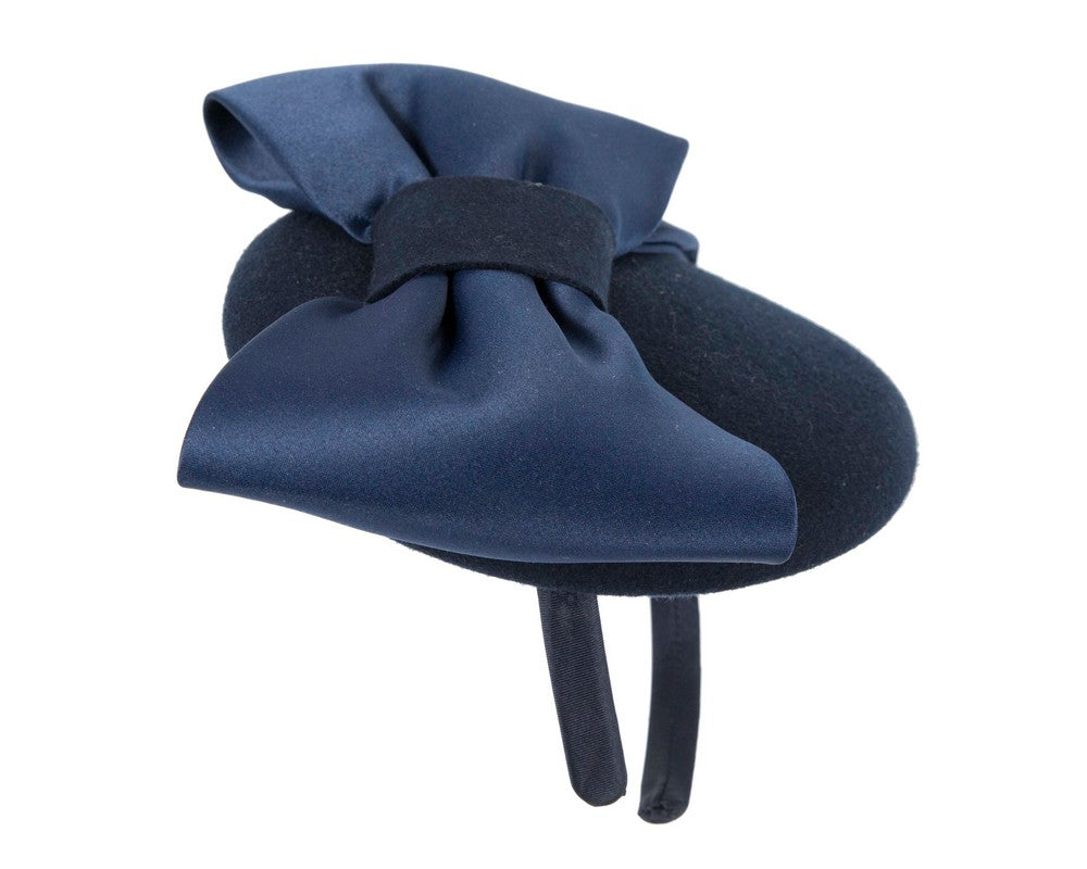 Navy winter pillbox fascinator with bow-3