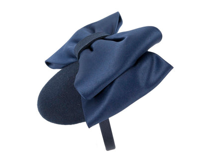 Navy winter pillbox fascinator with bow-2