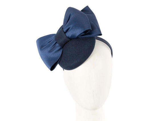 Navy winter pillbox fascinator with bow-0
