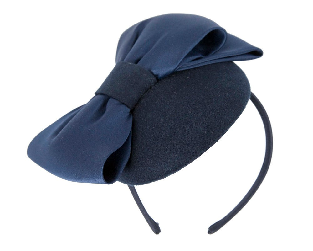 Navy winter pillbox fascinator with bow-1