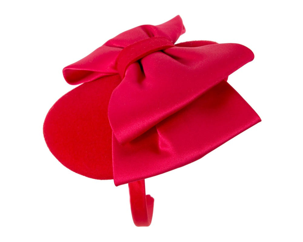 Red winter pillbox fascinator with bow-2