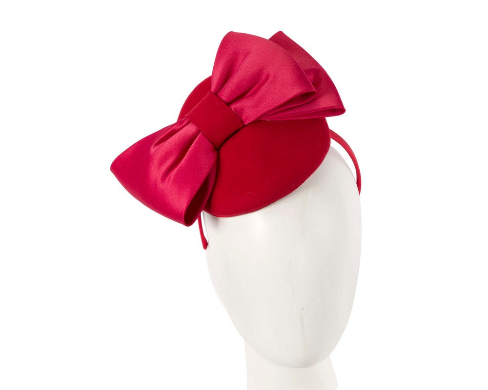 Red winter pillbox fascinator with bow-0