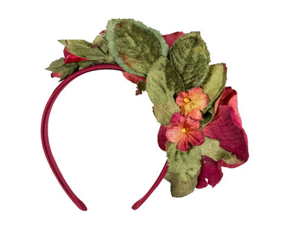 Burgundy vintage flower fascinator headband by Max Alexander
