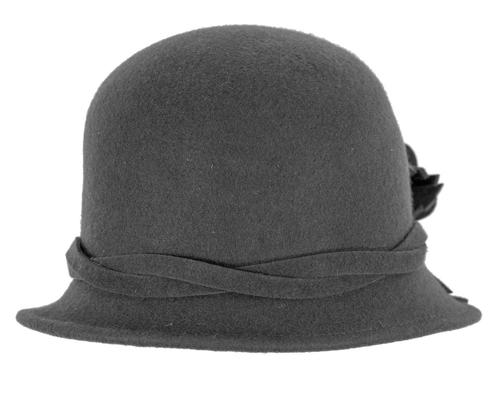 Black felt winter hat with flower by Max Alexander J437