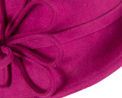 Fuchsia felt winter hat with flower by Max Alexander-3
