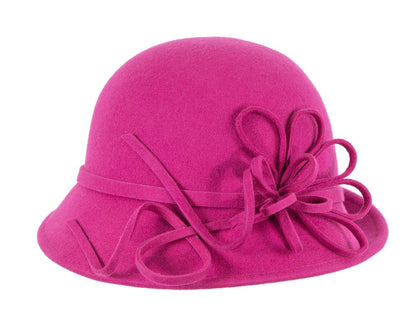 Fuchsia felt winter hat with flower by Max Alexander-2