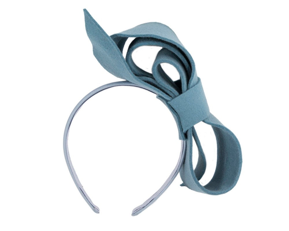 Petrol blue felt bow fascinator by Max Alexander