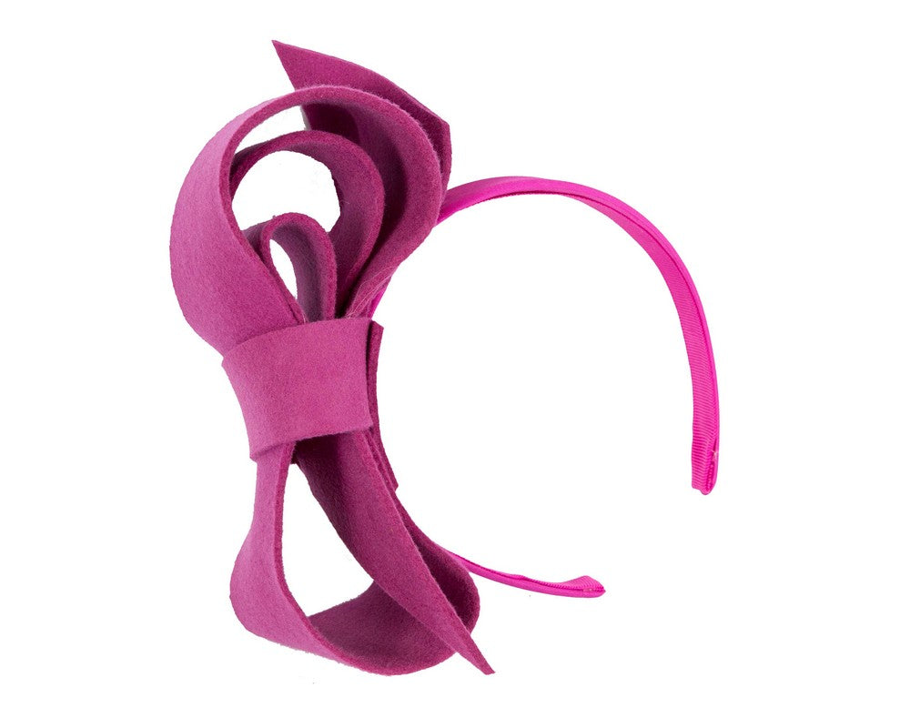 Fuchsia felt bow fascinator by Max Alexander-1