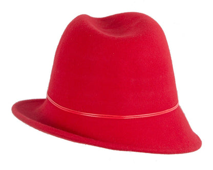 Red felt trilby hat by Max Alexander J436