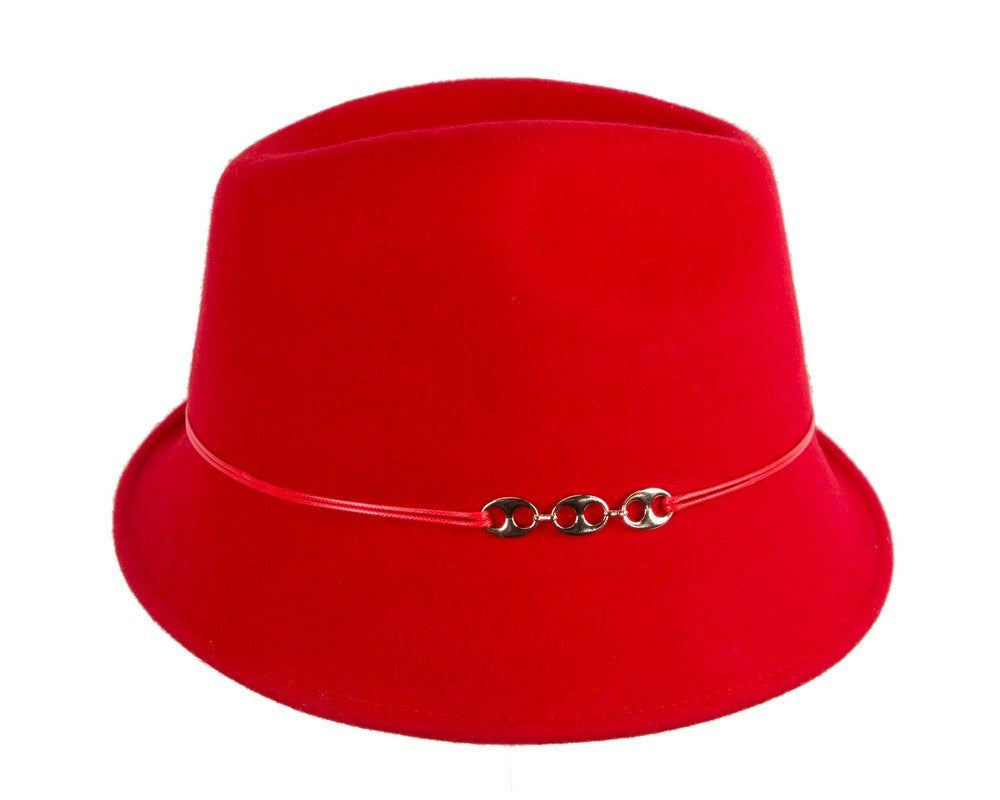 Red felt trilby hat by Max Alexander J436