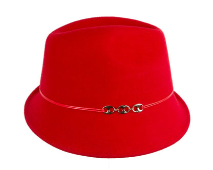 Red felt trilby hat by Max Alexander J436