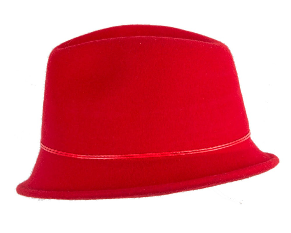 Red felt trilby hat by Max Alexander J436