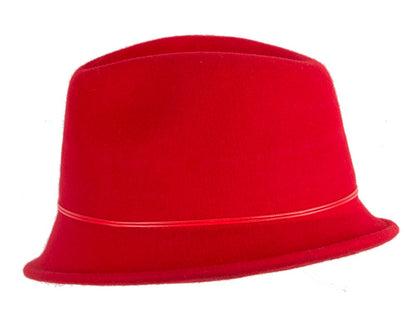 Red felt trilby hat by Max Alexander J436