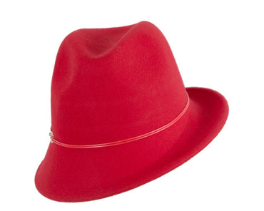 Red felt trilby hat by Max Alexander J436