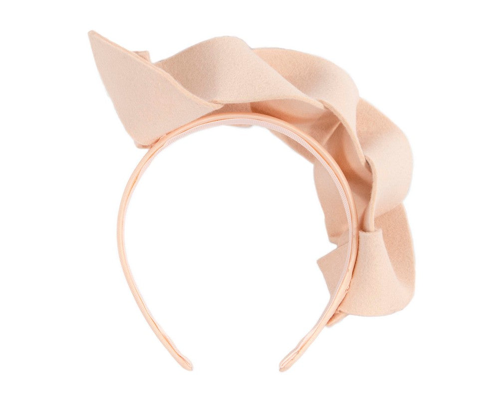 Twisted nude felt winter racing fascinator by Max Alexander-3
