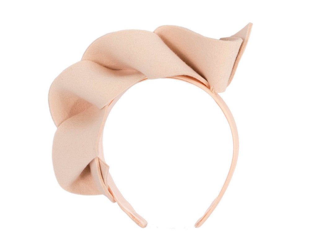 Twisted nude felt winter racing fascinator by Max Alexander-1