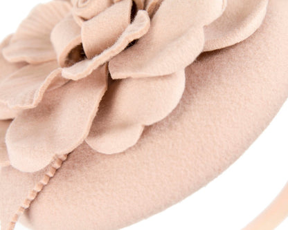 Beige winter pillbox fascinator by Max Alexander