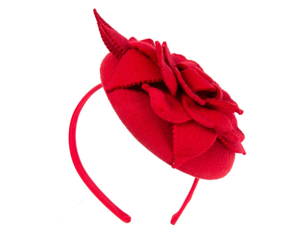 Red winter pillbox fascinator by Max Alexander-3