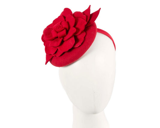 Red winter pillbox fascinator by Max Alexander-0
