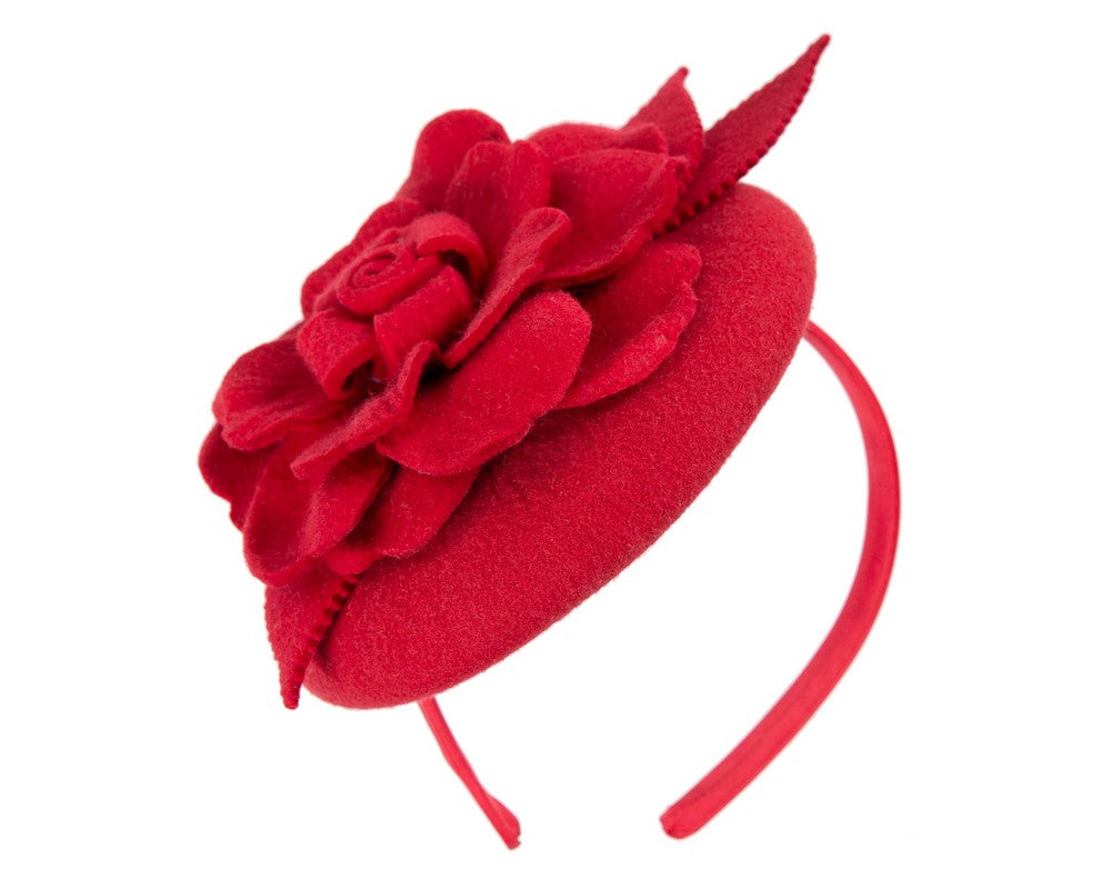 Red winter pillbox fascinator by Max Alexander-1