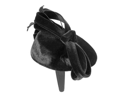 Black velvet pillbox winter fascinator-3