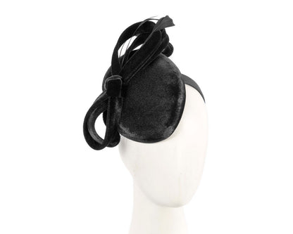Black velvet pillbox winter fascinator-0