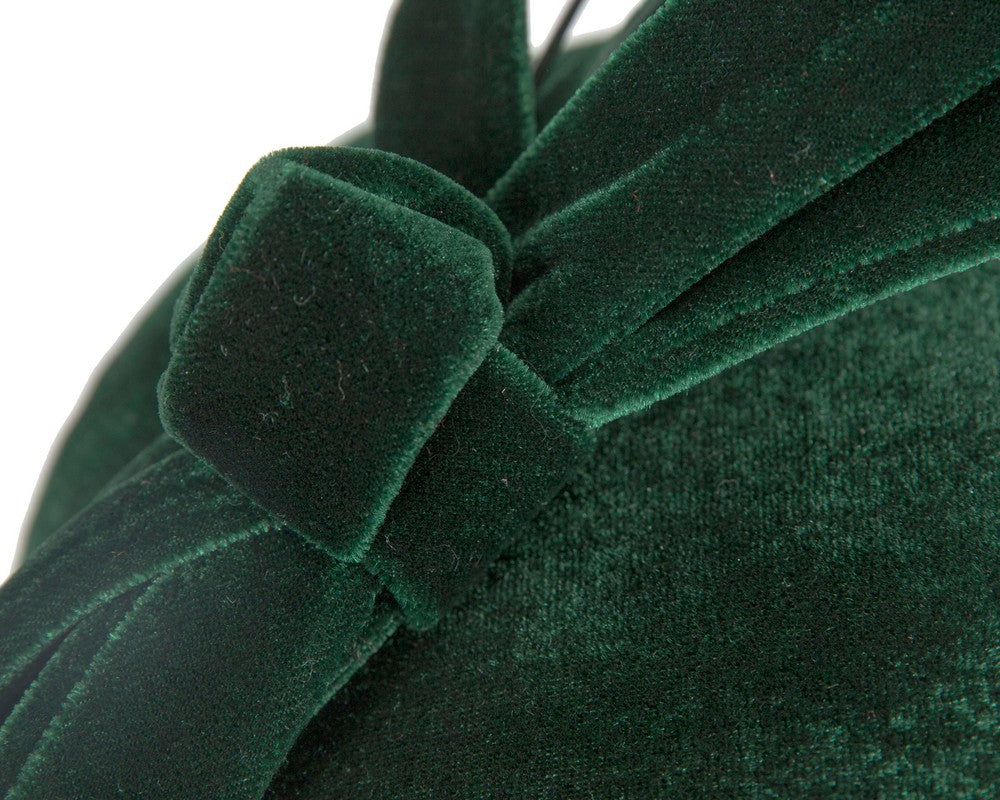 Green velvet pillbox winter fascinator