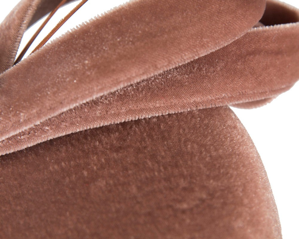 Taupe velvet pillbox winter fascinator