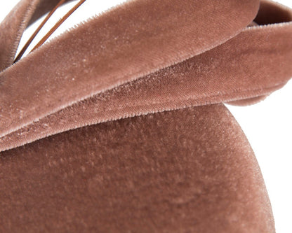 Taupe velvet pillbox winter fascinator