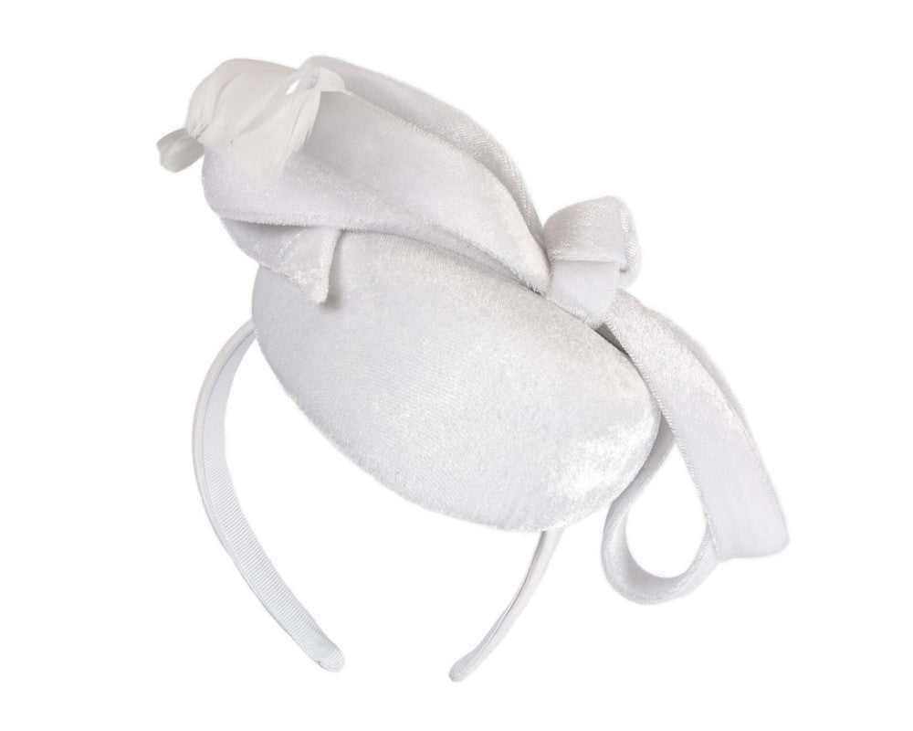 White velvet pillbox winter fascinator-5